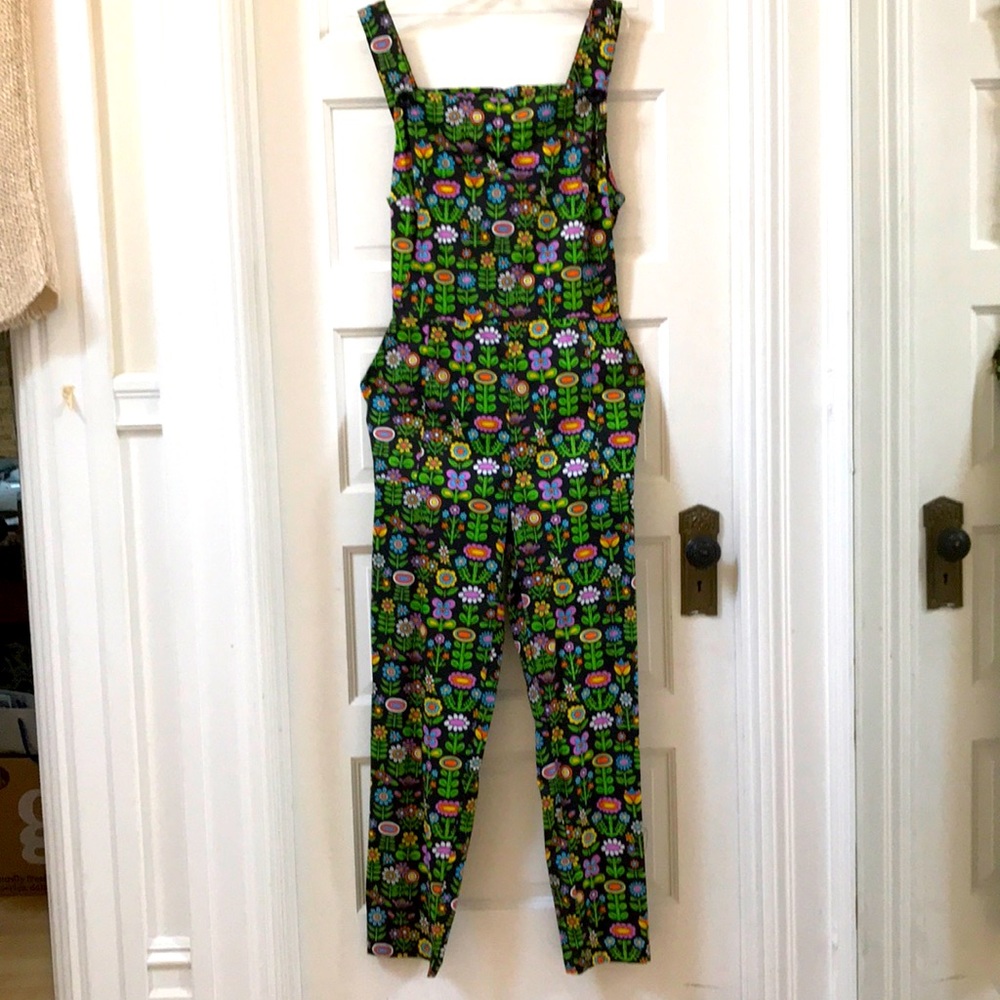 NWT Nooworks print overalls Sz XXL lightweight cotton "Awesome Blossom" print